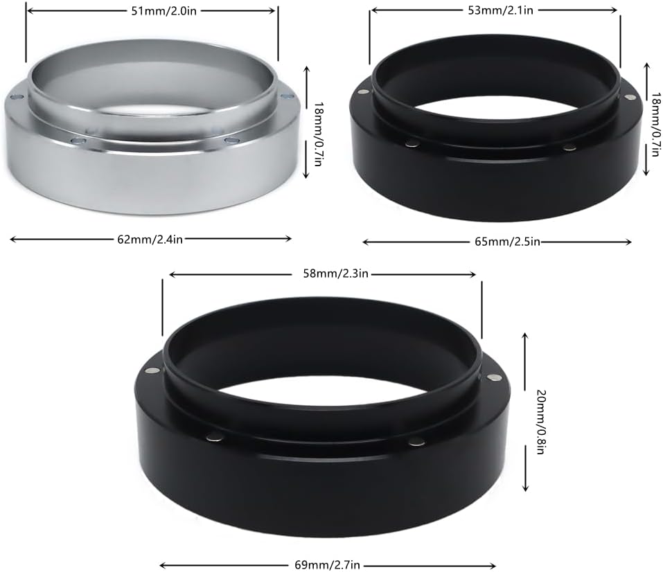 1pc Espresso Dosing Funnel 51/53/58mm Coffee Dosing Ring Aluminum Espresso Distribution Coffee Tool For Home Coffee Bar Shop College Dorm Room Apartment Essential Coffee Accessories (53mm, Black)