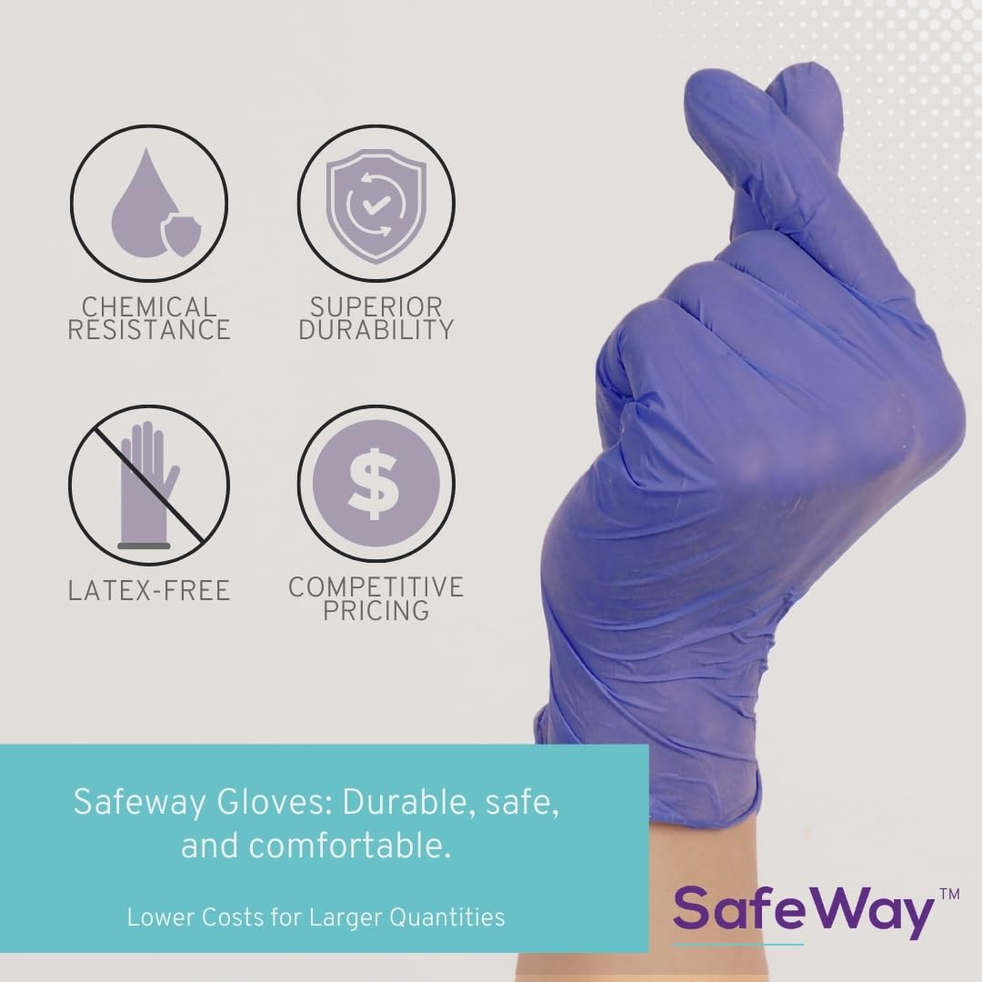 SafeWay Nitrile Gloves, 4000 Ct, 2X-Large, Powder-Free, Latex-Free, All-Purpose, Professional Disposable Gloves with Textured Fingertips for Medical Use, Food Prep, Cleaning, Tattoo & More
