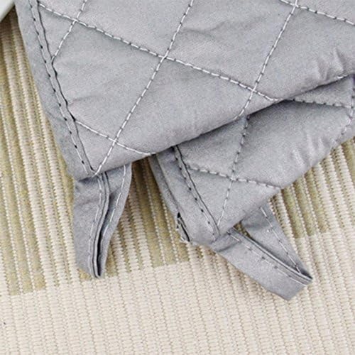 13 Inch Heat Resistant Oven Gloves New Cotton Oven Mitts Kitchen Gloves High Temperature Cooking Tool BBQ Gloves (13" Silver, 13 Inch)