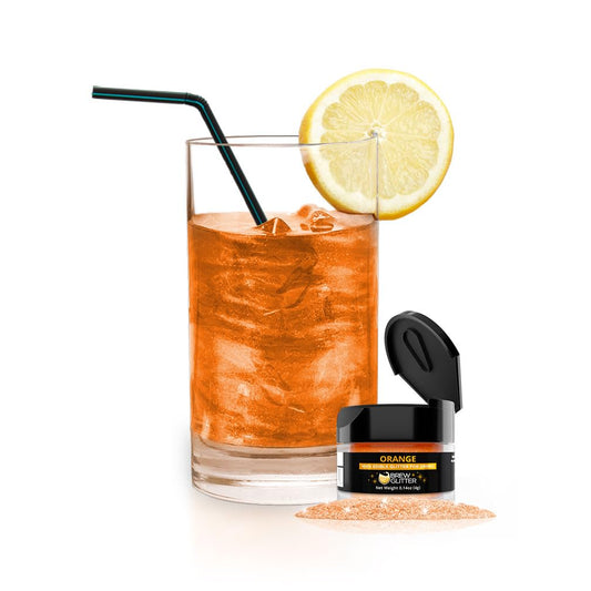 Brew Glitter Orange Edible Drink Glitter 1x 4g Jar for Cocktails, Beer, & Beverages