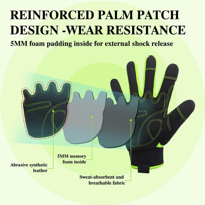 HANDLANDY Work Gloves for Men & Women, Utility Mechanic Working Gloves Touch Screen, Flexible Yard Work Gloves