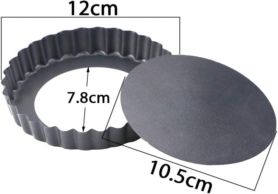 6 Pack 5 Inch Mini Tart Pans with Removable Bottom, Nonstick Round Quiche Pan Heavy Duty Fluted Sides for Tartlets, Mousse Cakes, Dessert Baking