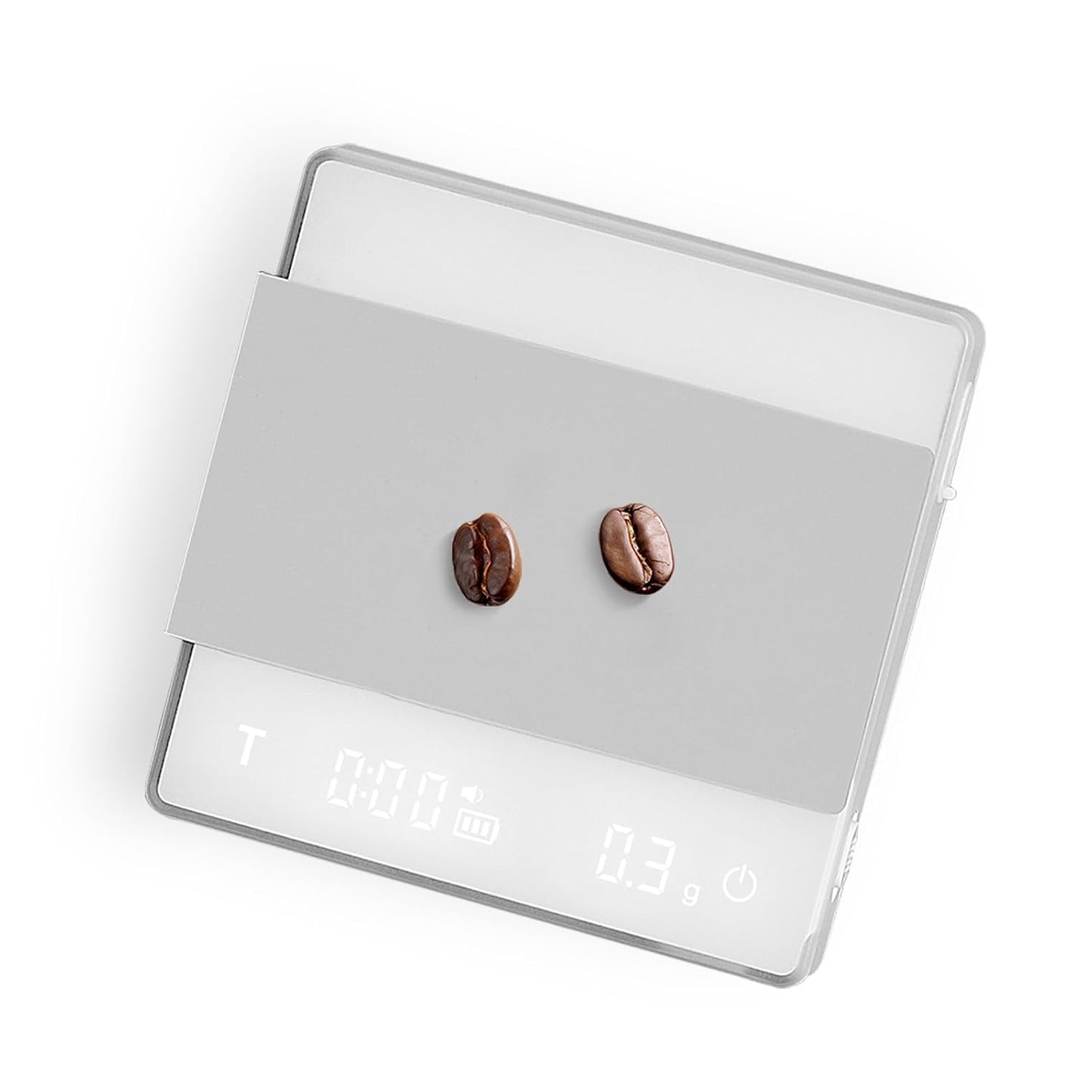 MHW-3BOMEBR Espresso Scale with Auto Timer, Rechargeable Coffee Scale for Barista, 0.1g High Precision Digital Coffee Bean Weight Scales, 0.3-2kg, Solid-liquid Detection, Auto Peeling,White ES6028W-OS
