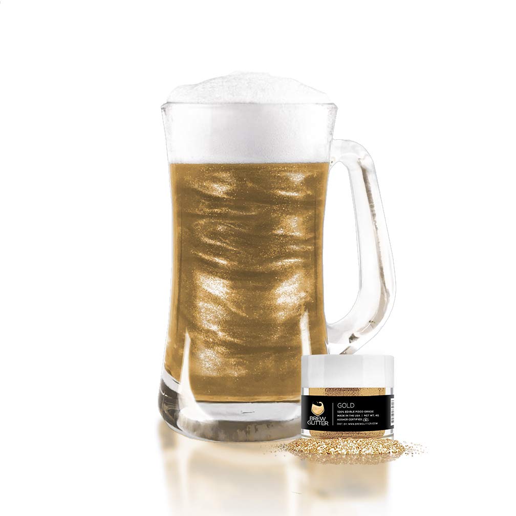 Gold BREW GLITTER Edible Glitter For Drinks, Cocktails, Beer, Garnish Glitter & Beverages | KOSHER & HALAL Certified | 100% Edible & Food Grade | Vegan, Gluten, Nut Free (25g, Gold)