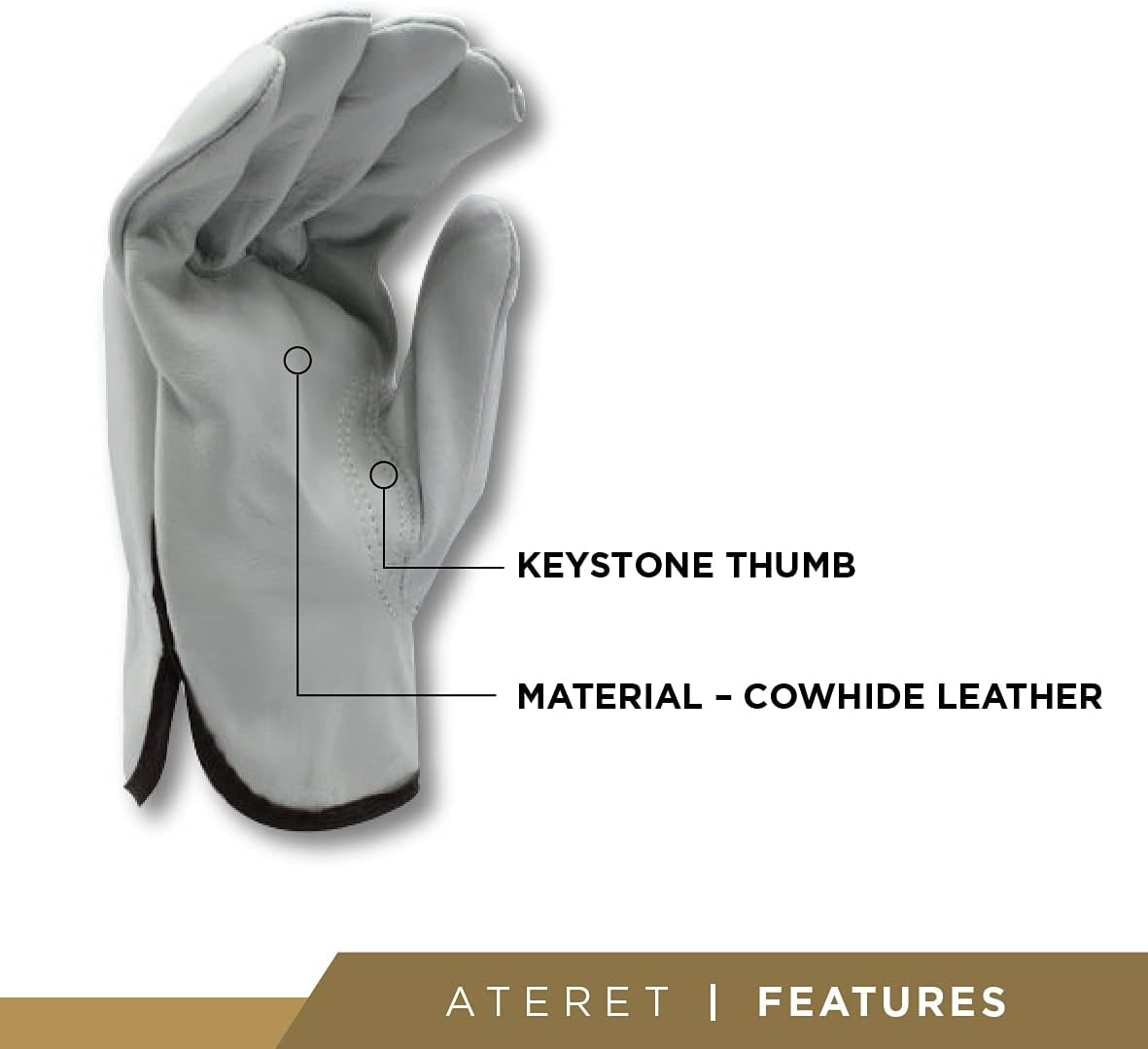 ATERET 12 Pairs Large Heavy Duty Durable Cowhide Leather Work Gloves I Driver Gloves for Truck Driving, Warehouse, Gardening, Farming