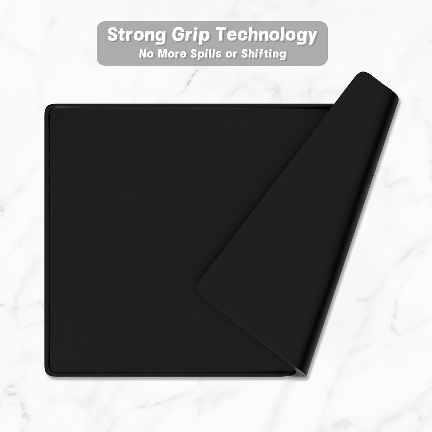 Rnivvi Silicone Coffee Mat, 12" x 19" Waterproof Raised Edge Coffee Bar Mats for Espresso Machine Station Accessories, Heat Resistant Dish Drying Pad for Kitchen Counter, Rubber Bar Decor Pad, Black