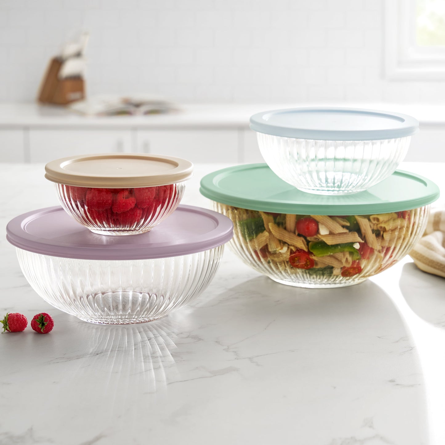 8-Piece Glass Mixing Bowl Set