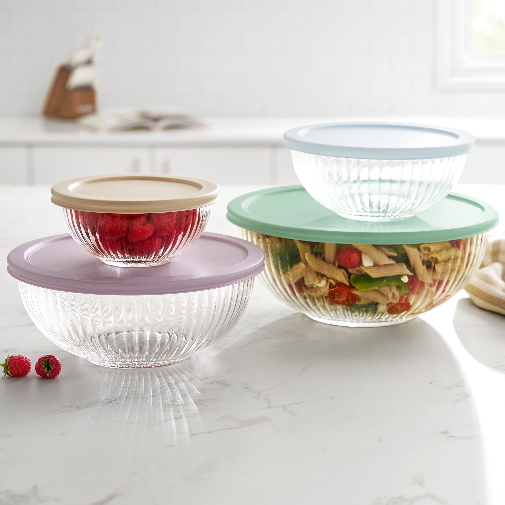 8-Piece Glass Mixing Bowl Set