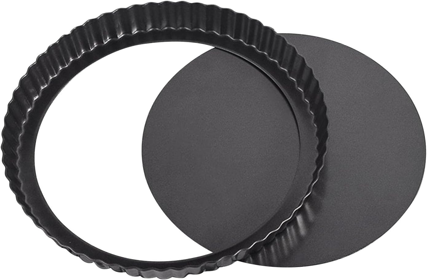CALIDAKA Tart Pan Non-Stick Carbon Steel Quiche Pan Removable Bottom Pie Pans for baking Quiche Baking Dish(SIZE:8inch)
