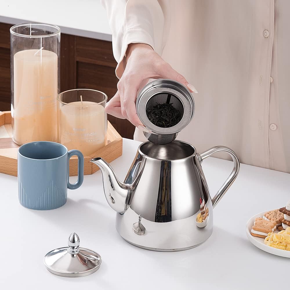 SANQIAHOME Stainless Steel Teapot with Infuser 1200ml