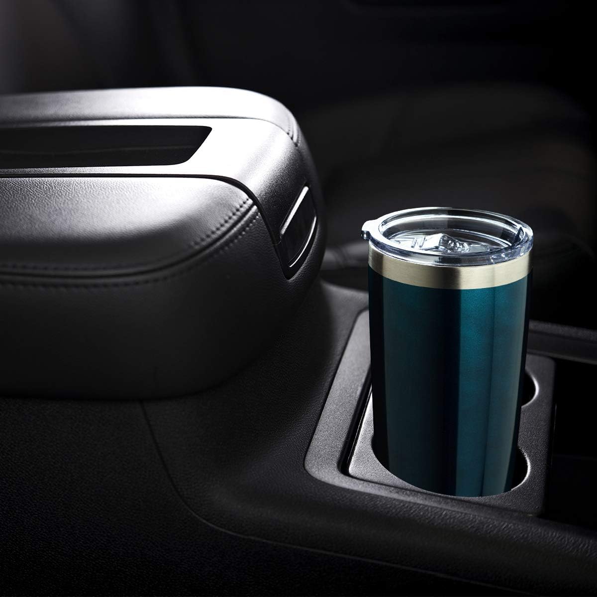 COMOOO 20oz Double Wall Vacuum Insulated Travel Mug, Stainless Steel Tumbler with Lid and Straw Durable Powder Coated Insulated Coffee Cup for Cold & Hot Drinks (Peacock Blue. 2 pack