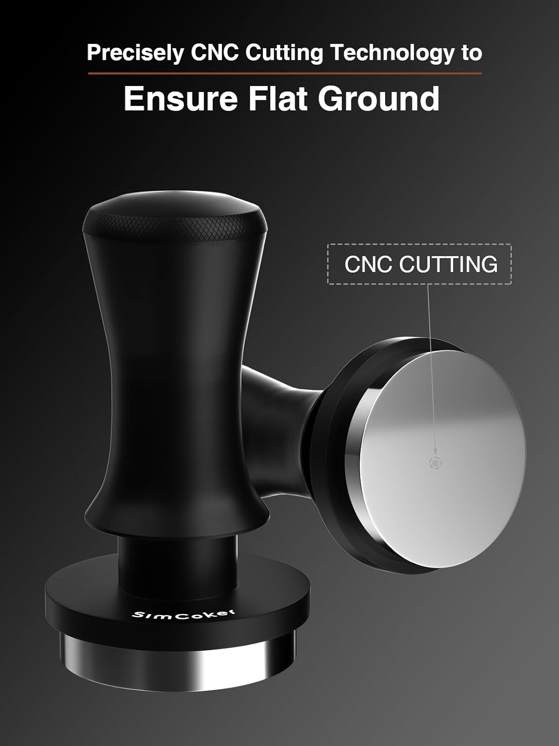 Espresso Tamper, Barista 58mm Coffee Tamper,Spring-loaded,Stainless Steel,Flat Base