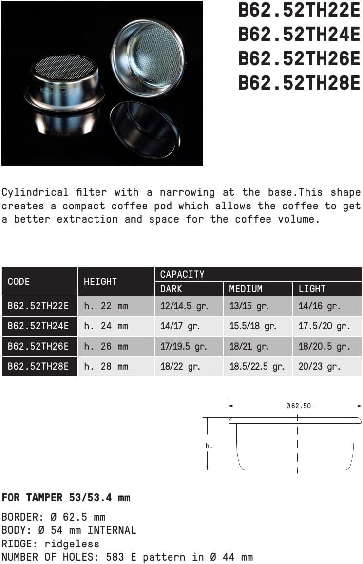 IMS Precision 14-18 g filter basket compatible with 54mm Breville Sage Espresso machines Express, Bambino, Bambino Plus BES450, BES500, BES880, BES810BSS, BES860XL, BES870XL, BES878