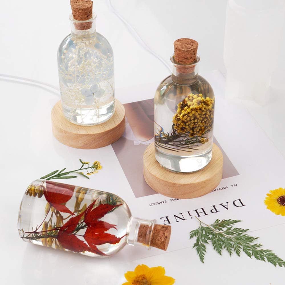 Lamp Shade Resin Mold with 10PCS Wooden Stoppers Creative Bottle Shape Silicone Molds for Epoxy Resin Casting Candle Soap Making Flower Specimen Home Party Decor Gift Art Craft Supplies