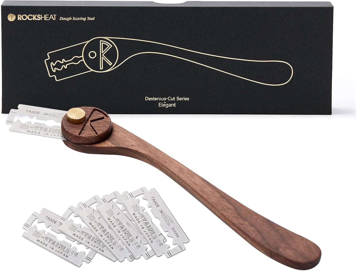 Bread Lame with 5 Feather Blades, Dough Scoring Tool with Storage Box, Sourdough Scoring Tool for Bread Baking, Dexterous-Cut Series Scoring Knife (ELEGANT)