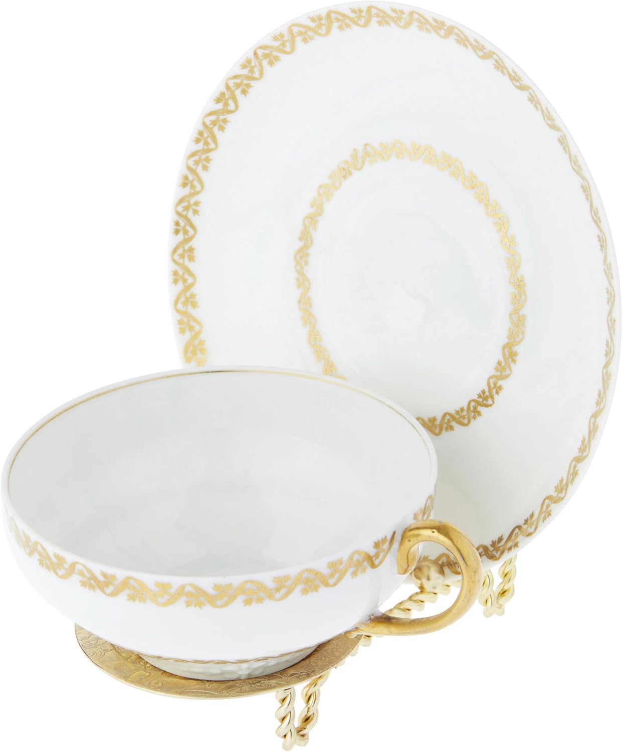 Bard's Ornate Twisted Shiny Gold-toned Cup and Saucer Stand, 3" H x 2.75" W x 4" D, Pack of 2