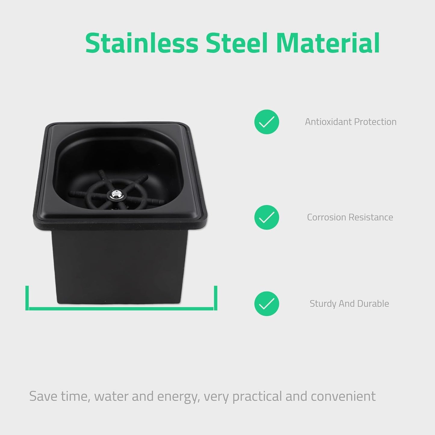 Pitcher Rinser, Automatic Stainless Steel Pitcher Rinser, Kitchen Sink Glass Rinser with Drain and Drip Tray, Automatic Glass Cup Washer for Bar, Home, Cafe(7.2x6.8x5.6in)