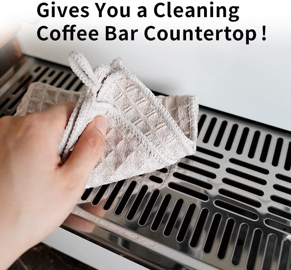watchget Barista Microfiber Cloths - 4 Pack (12"x12") Professional Cleaning Towels for Espresso Machines, Steam Wands & Countertops Essential Coffee Bar Accessories