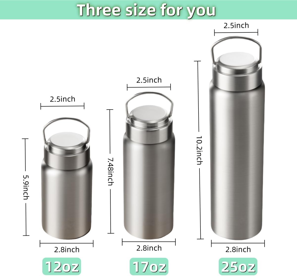 Vacuum Insulated Stainless Steel Water Bottle with Tea Infuser - Wide Mouth,BPA-Free, Leak- Proof,Keeps Cold 24H/ Hot 12H- Ideal for Travel,Office, Gym (25oz)