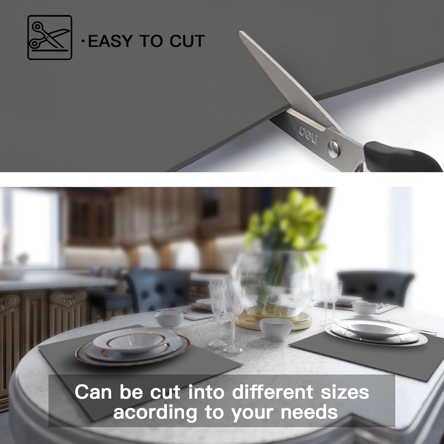 Silicone Mats for Kitchen Counter, 47.3"x23.6"(120cmx60cm) Large Heat Resistant Mat Kitchen Island Waterproof 2MM Thick Countertop Protector Mat Nons-slip Extra Large Counter Mat, Translucent Black