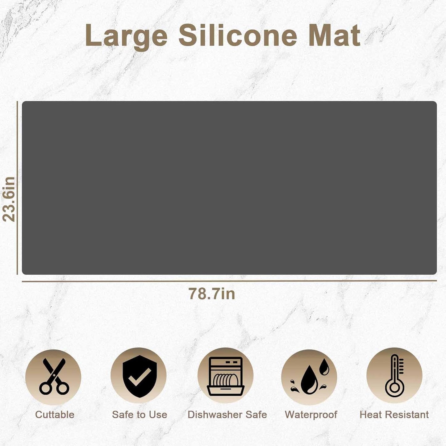 78.7"x23.6"(200cmx60cm) Large Silicone Mats for Countertop, Heat Resistant Mat, Waterproof Nonslip Silicone Kitchen Counter Mat, Nonstick Table Placemat, Multipurpose Mat, Translucent
