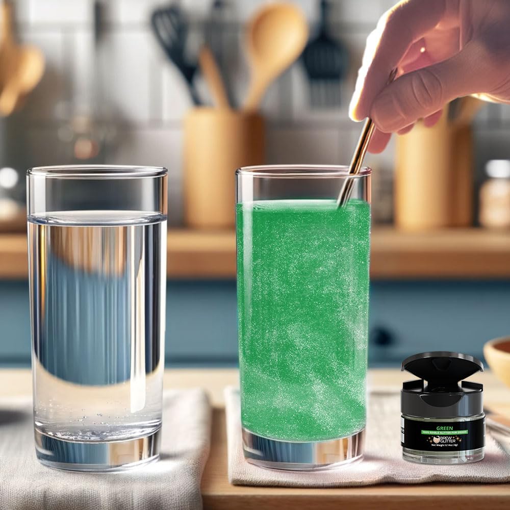 Brew Glitter - Green (25g 1x Pump) | Edible Glitter for Cocktails, Mocktails and Beverages