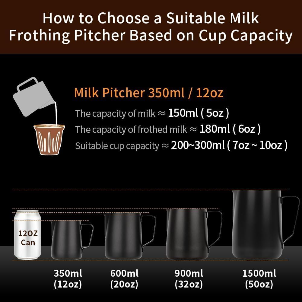 watchget Stainless Steel Milk Frothing Pitcher 12oz/350ml - Espresso Steaming Pitcher for Cappuccino, Latte Art, Coffee Machine Accessories Milk Jug Coffee Frother Cup, Matte Green