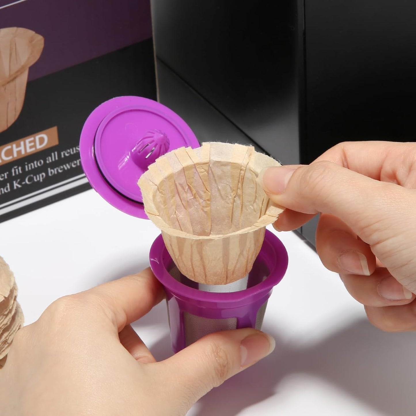 Pro Mael Disposable K Cup Filters, Coffee Filter Paper for Keurig Brewers Single Serve 1.0 and 2.0, Use with Reusable K Cup Pods, Natural Unbleached (100-Count)