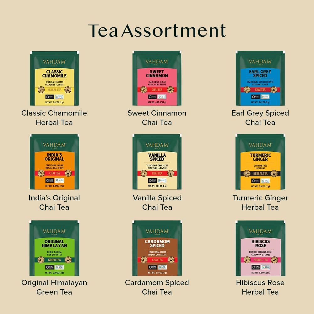 VAHDAM, Limited Edition - Happy Diwali Gift Basket | 9 Delicious Variety Pyramid Tea Bags | Perfect Diwali Gifts for Friends and Family I Perfect Diwali Offering for Guests