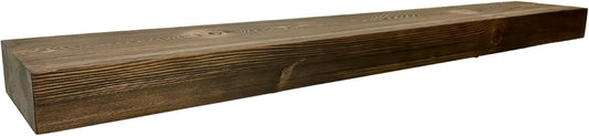 Modern Timber Craft Reclaimed Wood Fireplace Mantel Shelf | Solid Rustic American Barnwood with Steel Floating Shelf Brackets | 2.75" Thickness | 60" L x 5" D, Jacobean, Planed and Sanded