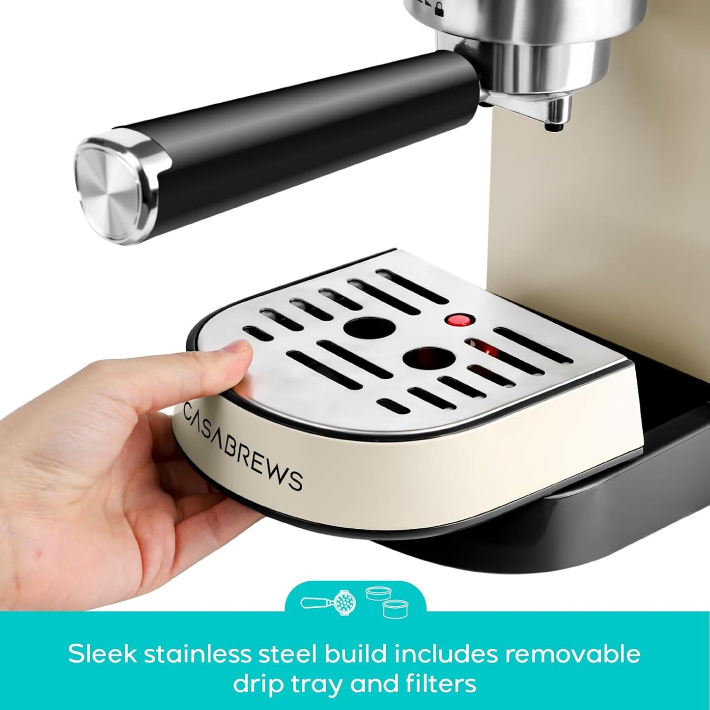 CASABREWS CM5418 Espresso Machine 20 Bar, Espresso Maker with Milk Frother Steam Wand, Stainless Steel Espresso Coffee Machine with 34oz Removable Water Tank, Creamy