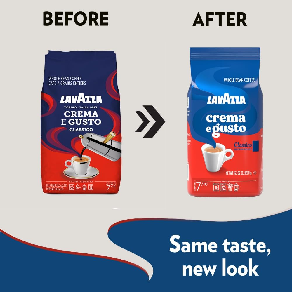 Lavazza Crema e Gusto Whole Bean Coffee, Medium Roast, Arabica and Robusta Blend, 2.2 lb Bag (pack of 1)