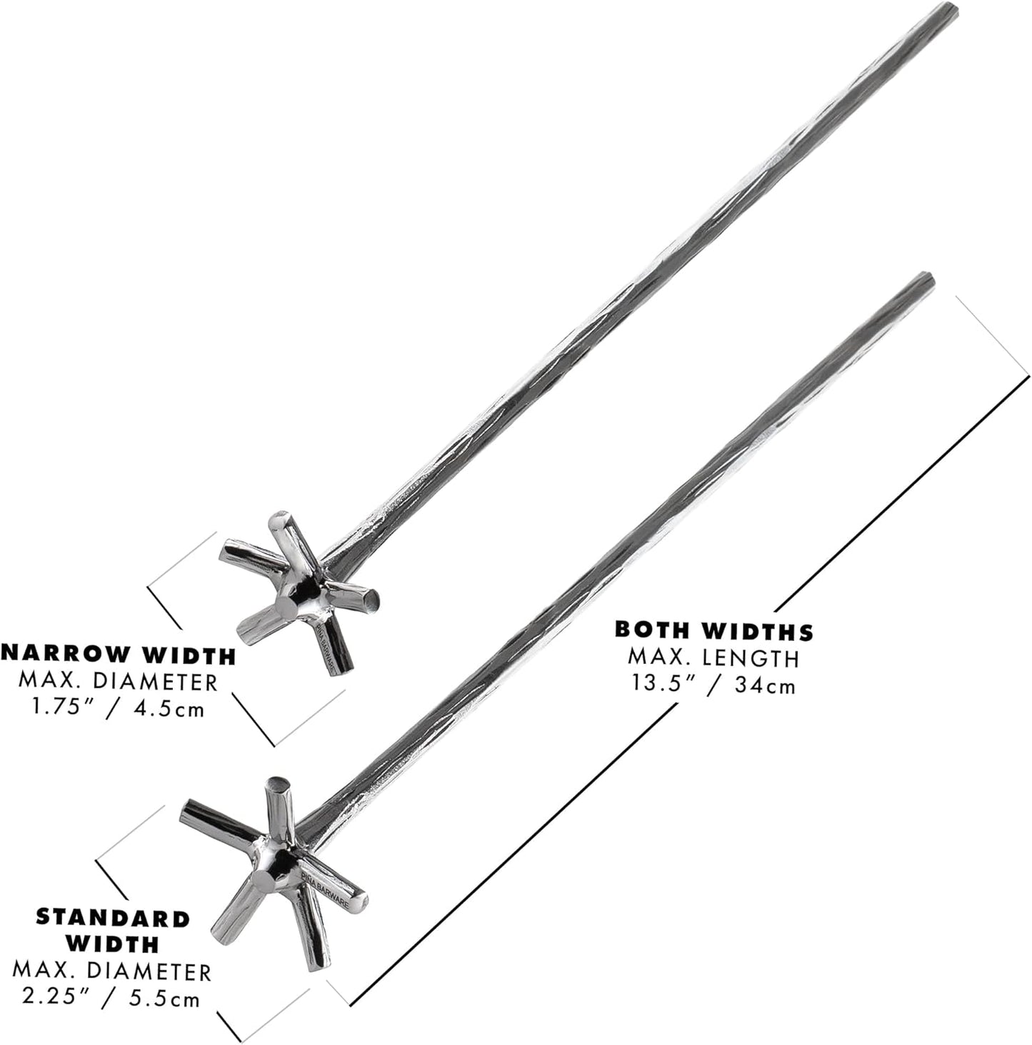 Pi?a Barware Swizzle Stick Stirrer - Stainless Steel with Handmade Wood-Grain Finish (Narrow Width, One Swizzle Stick)