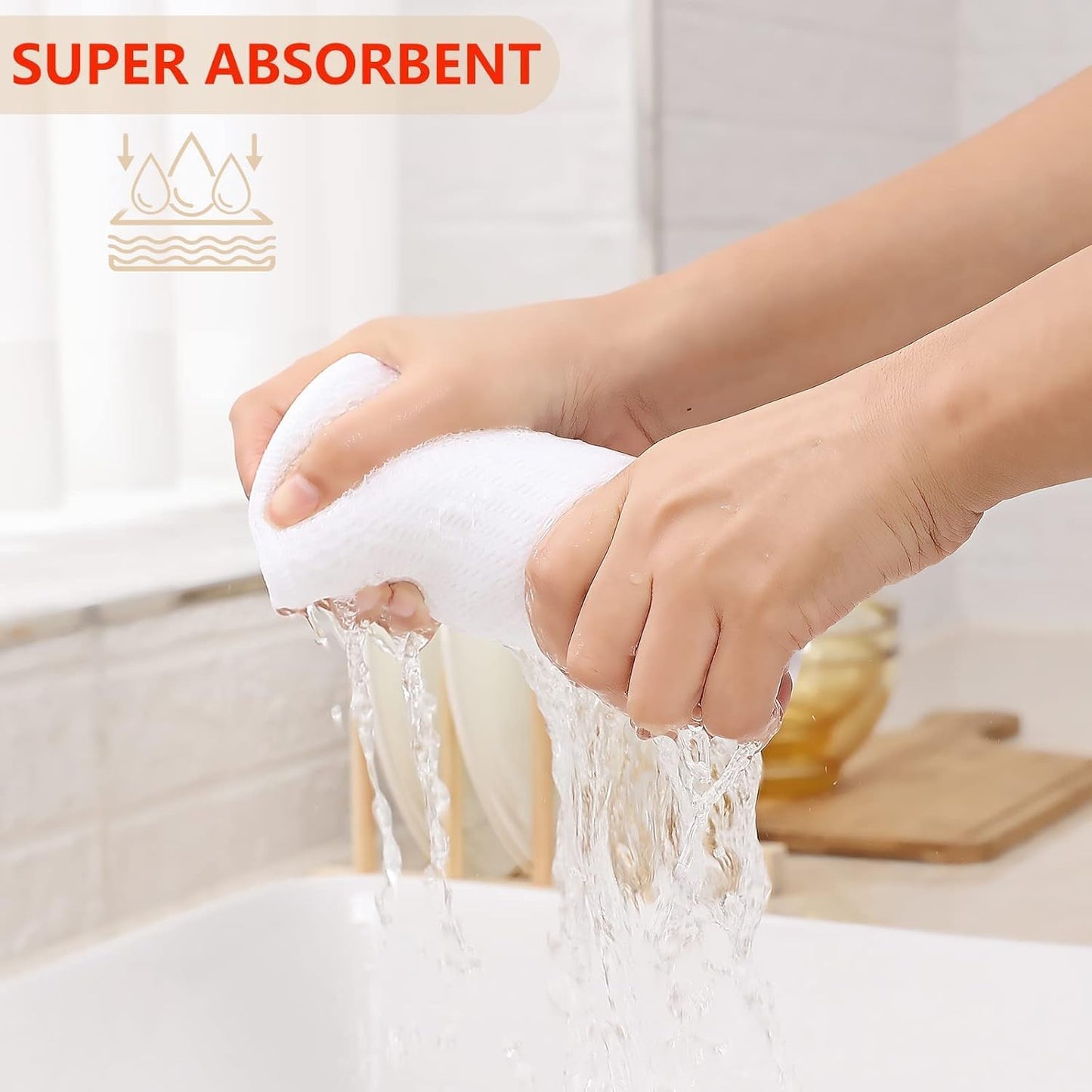 Kitinjoy 100% Cotton Waffle Weave Kitchen Towels, 4-Pack Super Soft and Absorbent Dish Towel for Drying Dishes, Kitchen Hand Towels, 20 in x 28 in, White