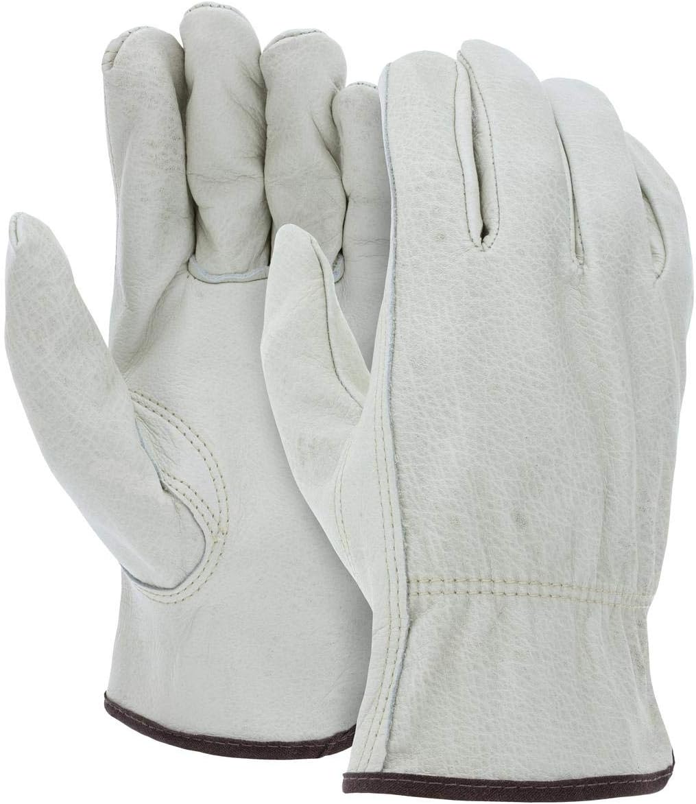 ATERET 24 Pairs Medium Heavy Duty Durable Cowhide Leather Work Gloves I Driver Gloves for Truck Driving, Warehouse, Gardening, Farming
