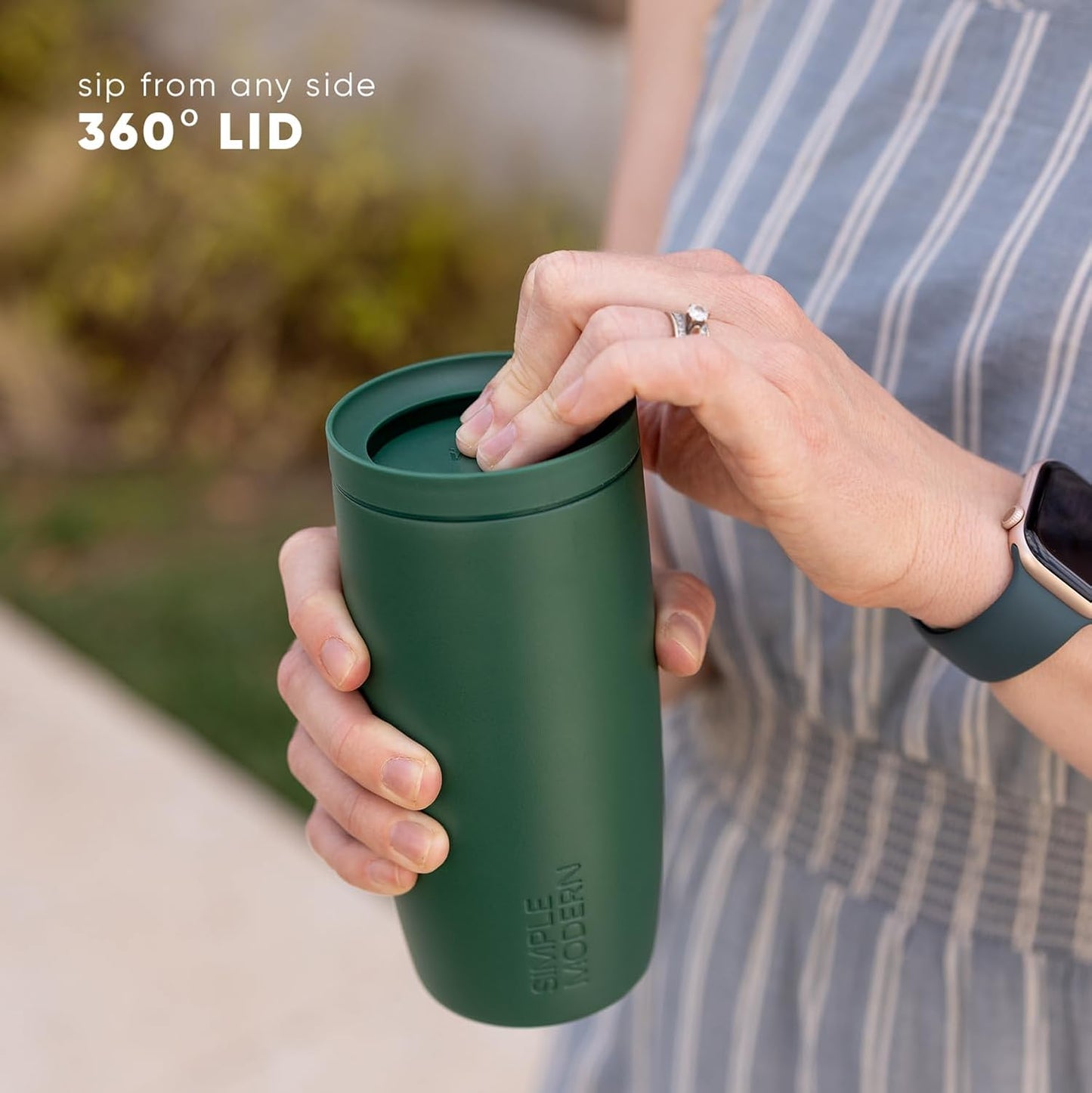 Simple Modern Mother's Day Travel Coffee Mug Tumbler with 360° Lid | Gifts for Her | Ceramic-Lined Insulated Stainless Steel Cold Brew Iced Coffee Cup | Voyager Signature | 16oz | Stamps