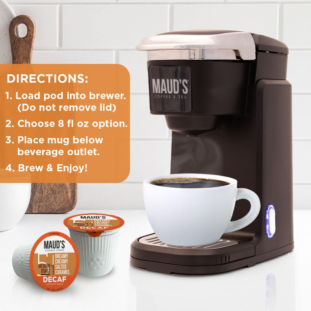 Maud's Salted Caramel Flavored Coffee Pods, 200 ct, Medium Roast Flavored Coffee in Recyclable Single Serve Pods – 100% Arabica Beans, Compatible with Keurig K Cups Maker