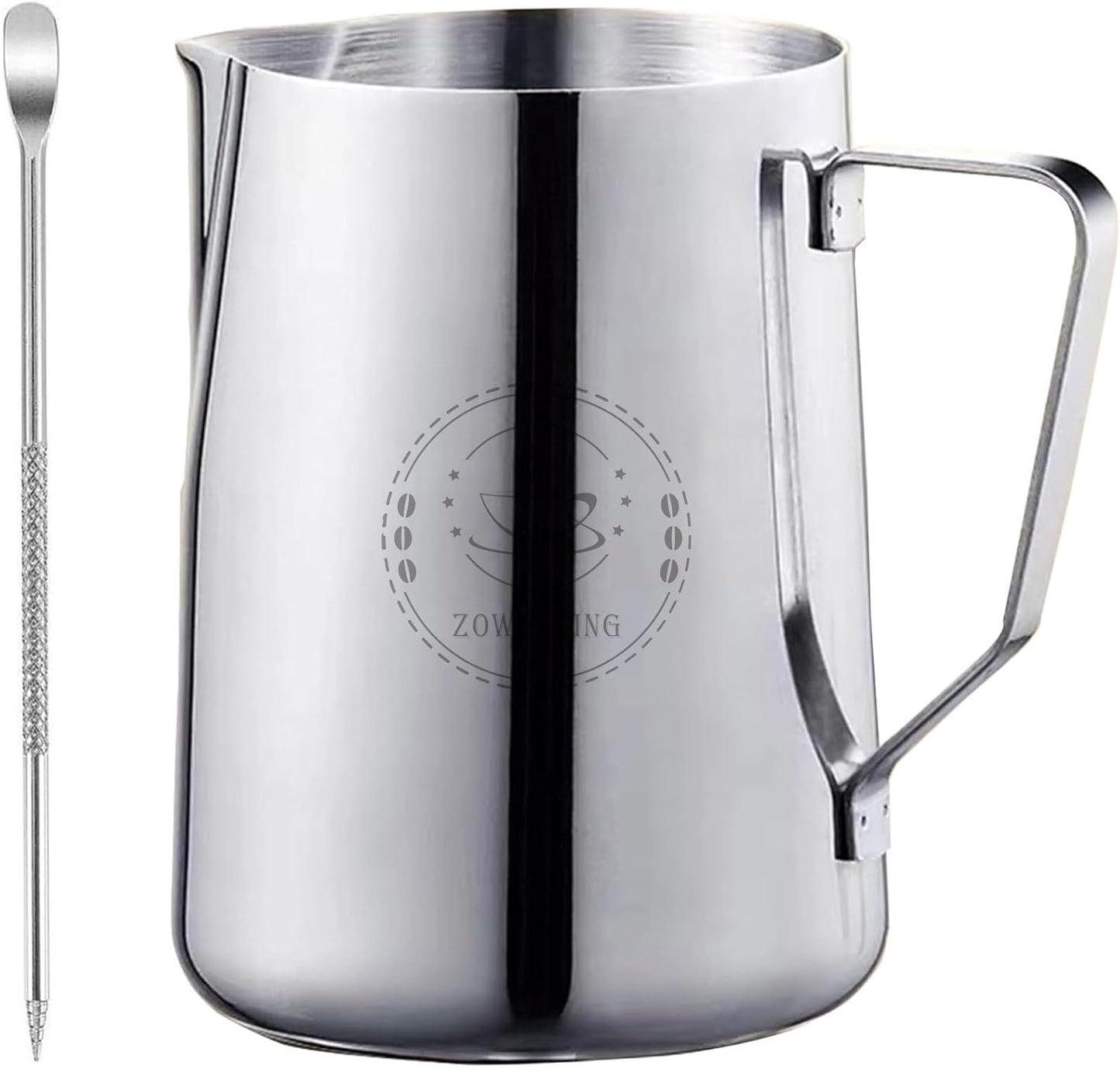 Milk Frothing Pitcher 50oz, Espresso Steaming Pitchers 50 Oz, Espresso Machine Accessories, Milk Frother cup 1500ml, Coffee Cappuccino Latte Art, Stainless Steel Jug with Dsecorating Art Pen