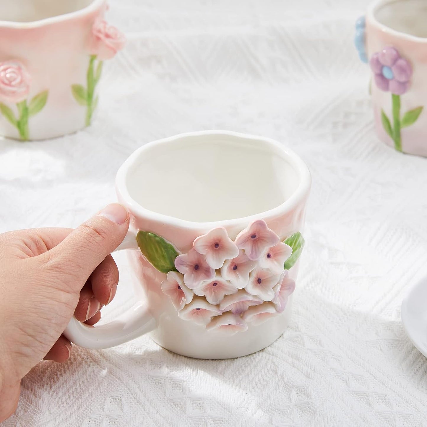 3D Flower Coffee Mug Calla Lily Ceramic Cup,12 oz Cute Handmade Mugs,Christmas Birthday Surprise for Friends Family or Flower Lovers (White Calla Lily)