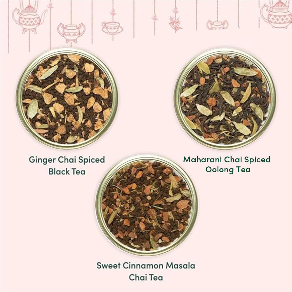 VAHDAM, Oprah's Favorite Tea Gift Sets | 3 Premium Chai Teas in Golden Tin Caddy Gift Box | Exotic Chai Tea Blends | Gluten Free, Non GMO | Gifts for Men And Women