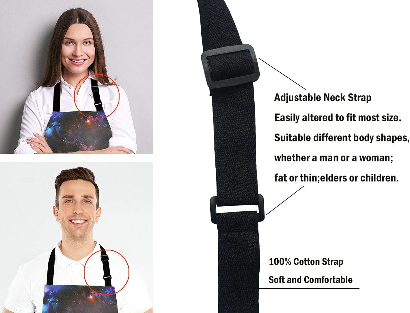 Galaxy Apron for Women and Men, Adjustable Kitchen Chef Apron for Cooking Baking - Cute Birthday, Anniversary, Mother's Day Apron Presents for Mom Wife Girlfriend Aunt Grandma