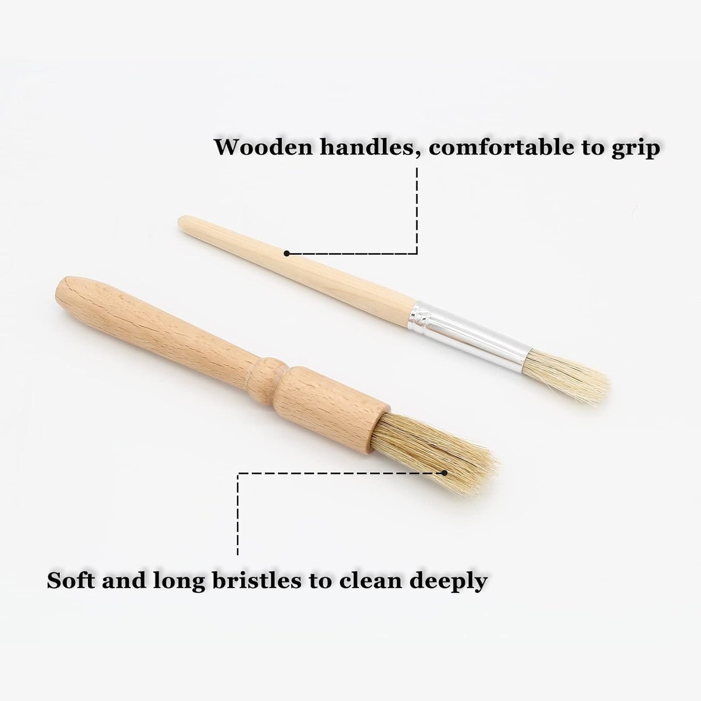 Coffee Grinder Cleaning Brush, Espresso Machine Brush Kit Wood Handle & Natural Bristles Wood Dusting Espresso Brush Set with Spoon for Bean Grain Coffee Tool (Pack of 5)