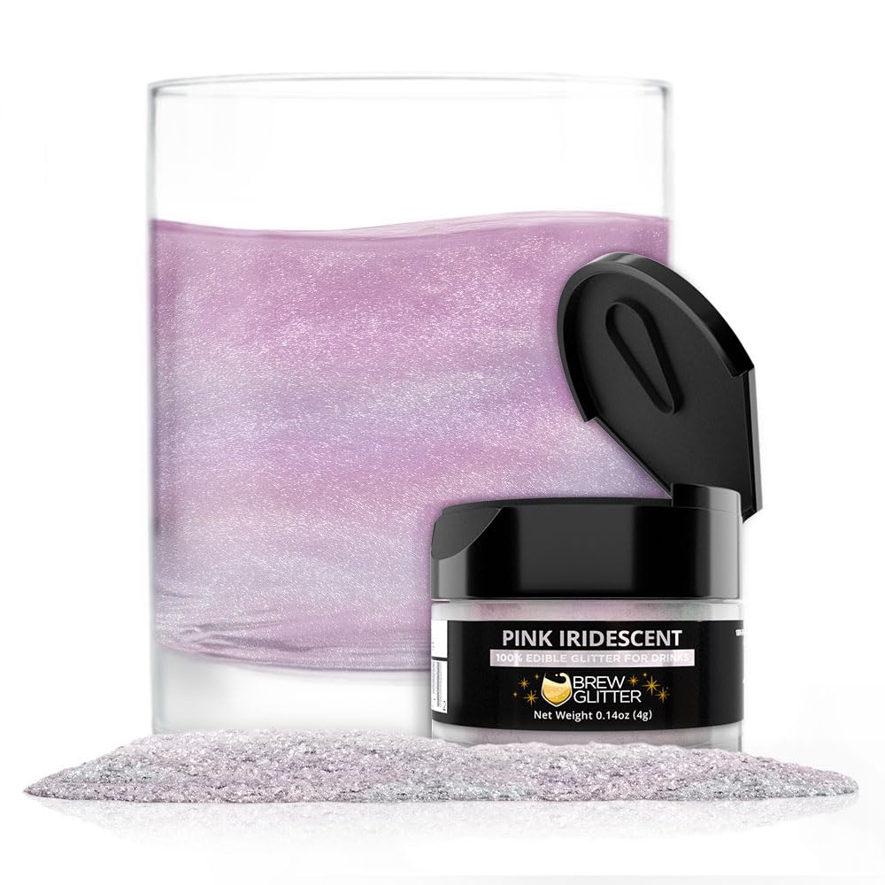 Brew Glitter Iridescent Pink Edible Drink Glitter 1x 4g Jar for Cocktails, Beer, & Beverages