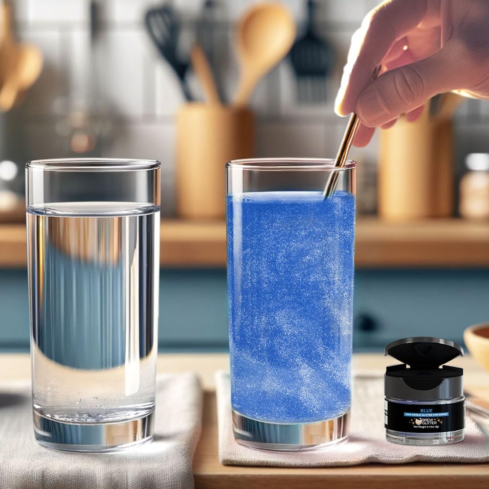Brew Glitter Blue Edible Drink Glitter 1x 4g Jar for Cocktails, Beer, & Beverages