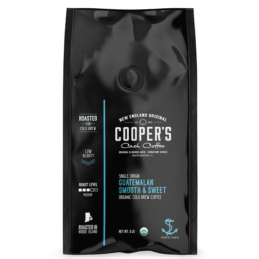 Organic Cold Brew Coffee - Guatemalan Coffee Beans Crafted For Cold Brewing - Whole Bean or Coarse Grind, Medium Roast, 5 lb