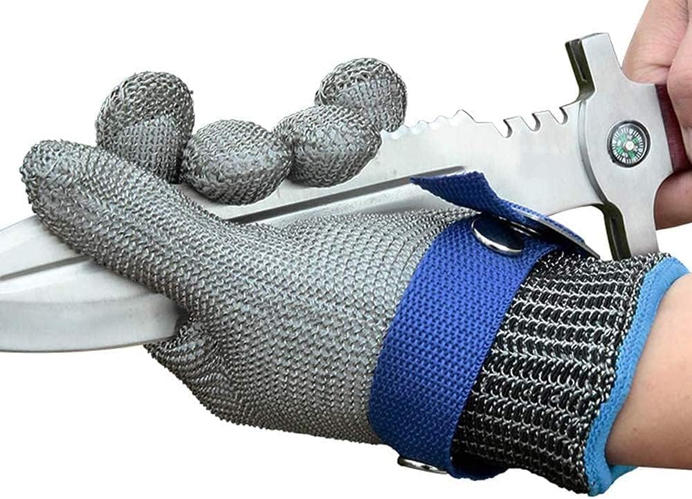 Schwer SlicePro ANSI A9 Cut Resistant Glove PR1707, Food Grade Stainless Steel Wire Metal Gloves, Cutting Gloves for Kitchen, Meat Cutting, Oyster Shucking, Fish Fillet, Non-PFAS (XXL, 1 PCS