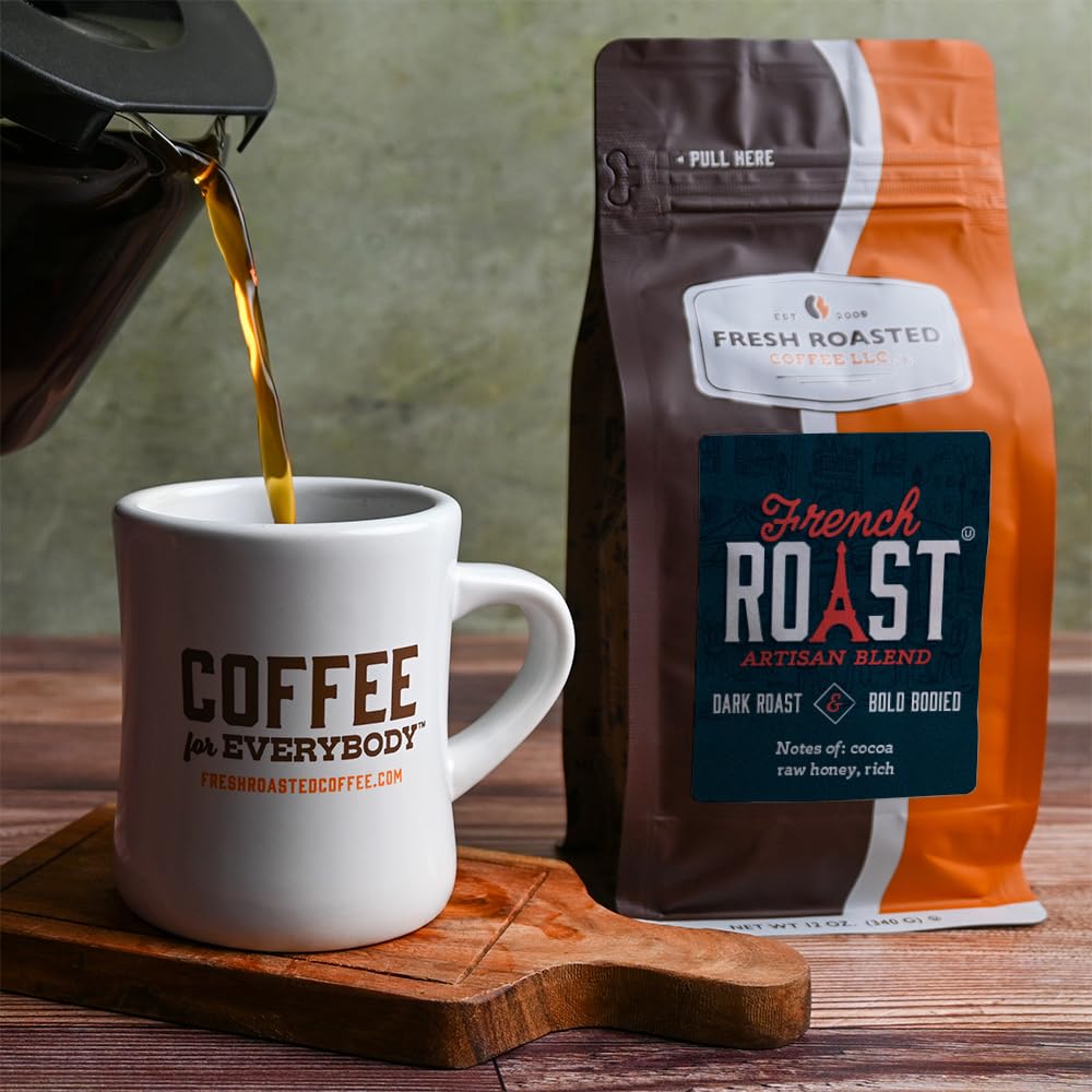 Fresh Roasted Coffee, French Roast, 12 oz, Dark, Kosher, Ground