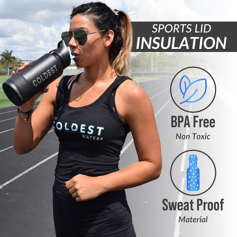 Coldest Insulated Water Bottle with Straw Lid - Stainless Steel Metal Insulated Bottle for Men & Women (Executive Wood, 40 oz)