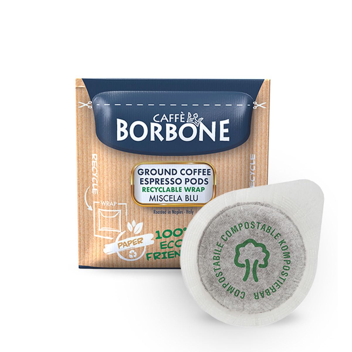 Caffe Borbone Espresso Paper Pods | Blue Blend, Balanced & Full-Bodied, Medium Roast ESE Pods | Authentic Italian Espresso | 50 Count