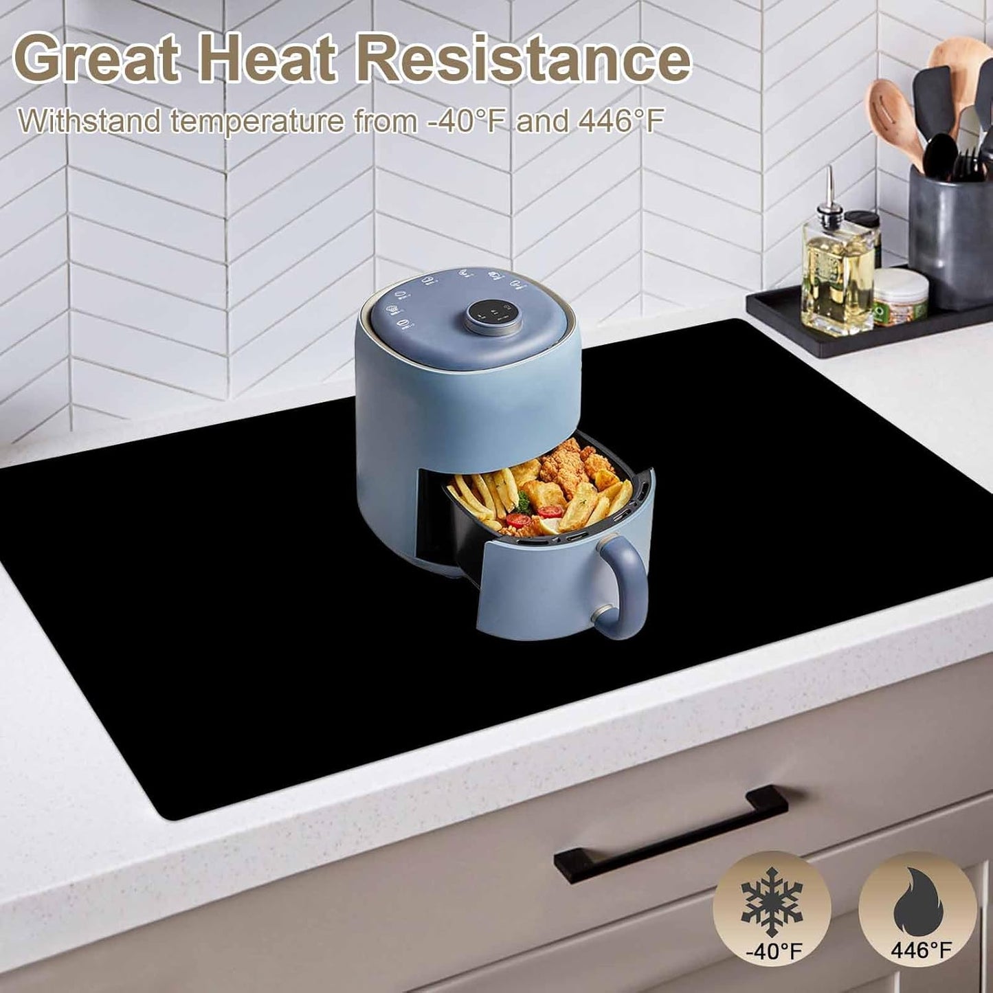 120"x24"(305cmx60cm) Large Silicone Kitchen Counter Mat, Heat Resistant Non-Slip Countertop Protector, Waterproof Multipurpose Mat for Kitchen Island, Dark Gray